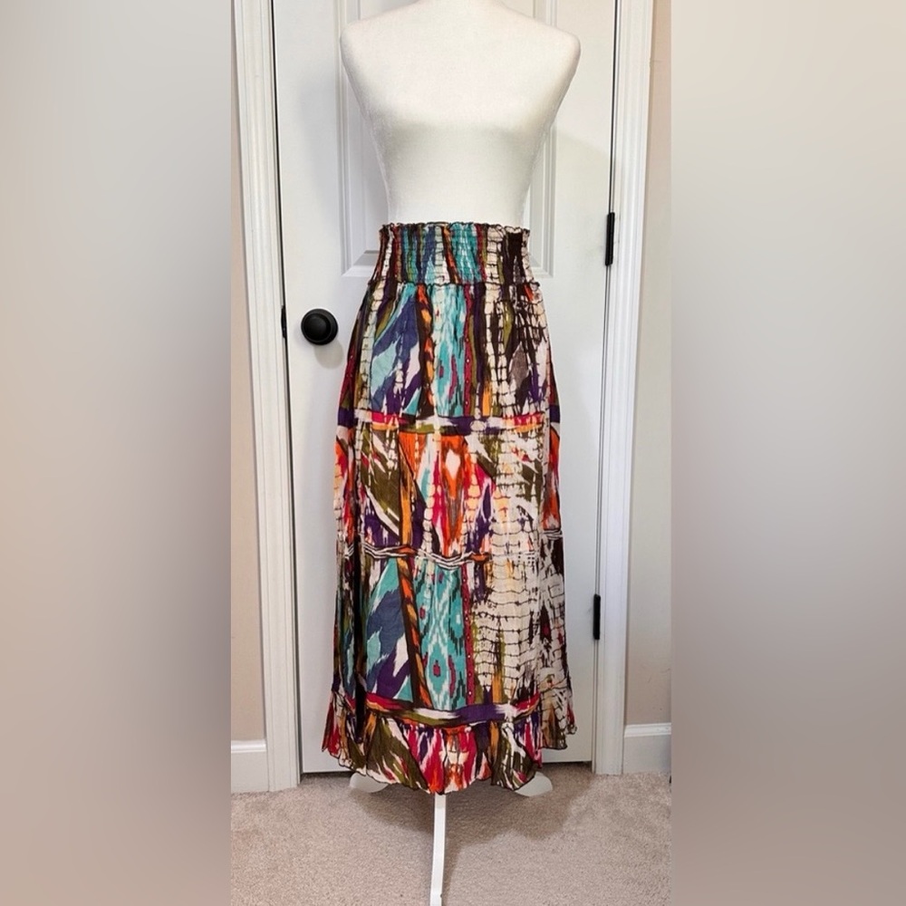Anthropologie Chaudry KC Multicolor Bohemian Women’s Maxi Skirt Size Medium NWT